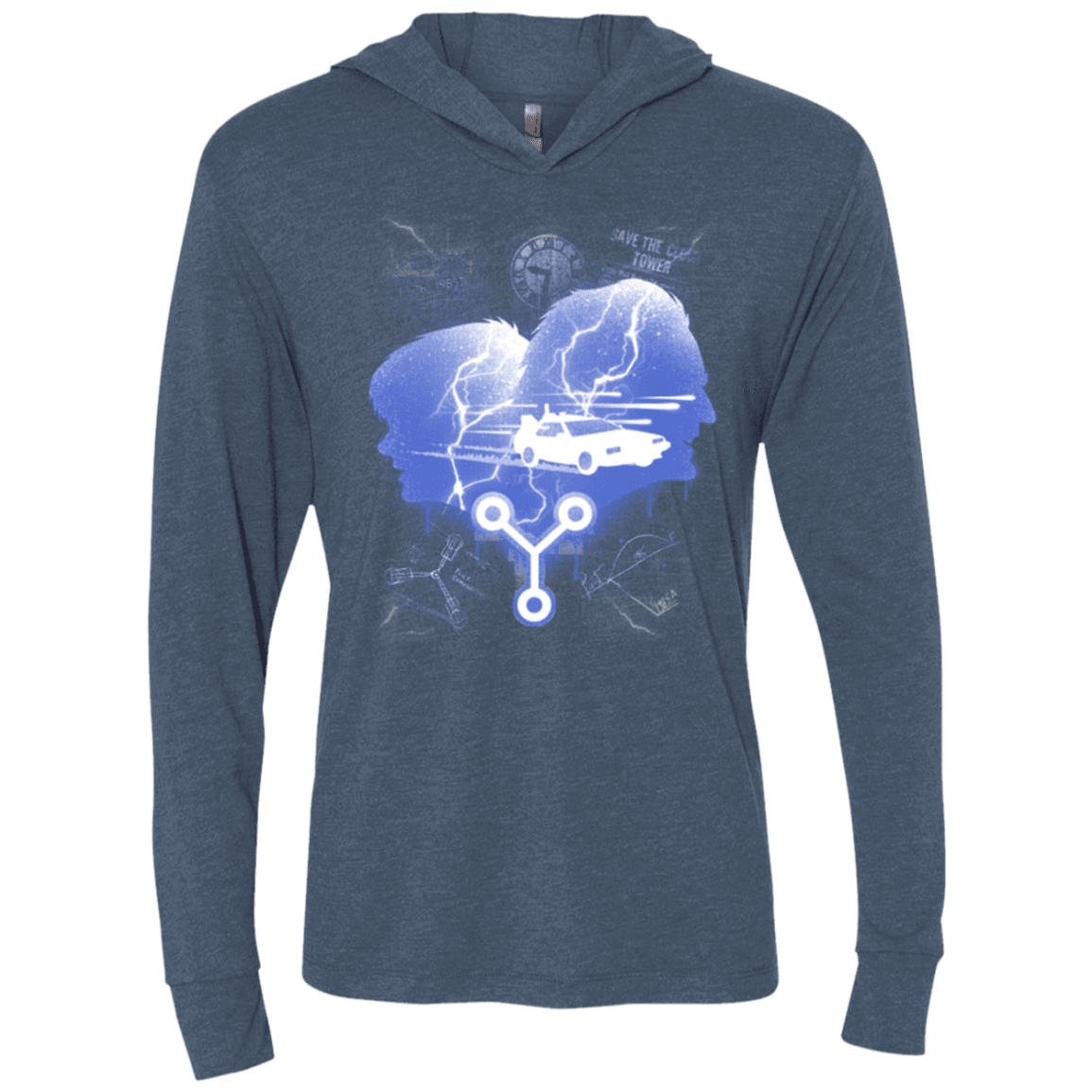 T-Shirts Indigo / X-Small Time Travellers Silhouette Triblend Long Sleeve Hoodie Tee