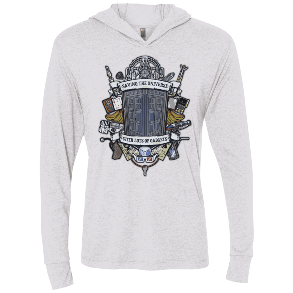 T-Shirts Heather White / X-Small Timelord Crest Triblend Long Sleeve Hoodie Tee