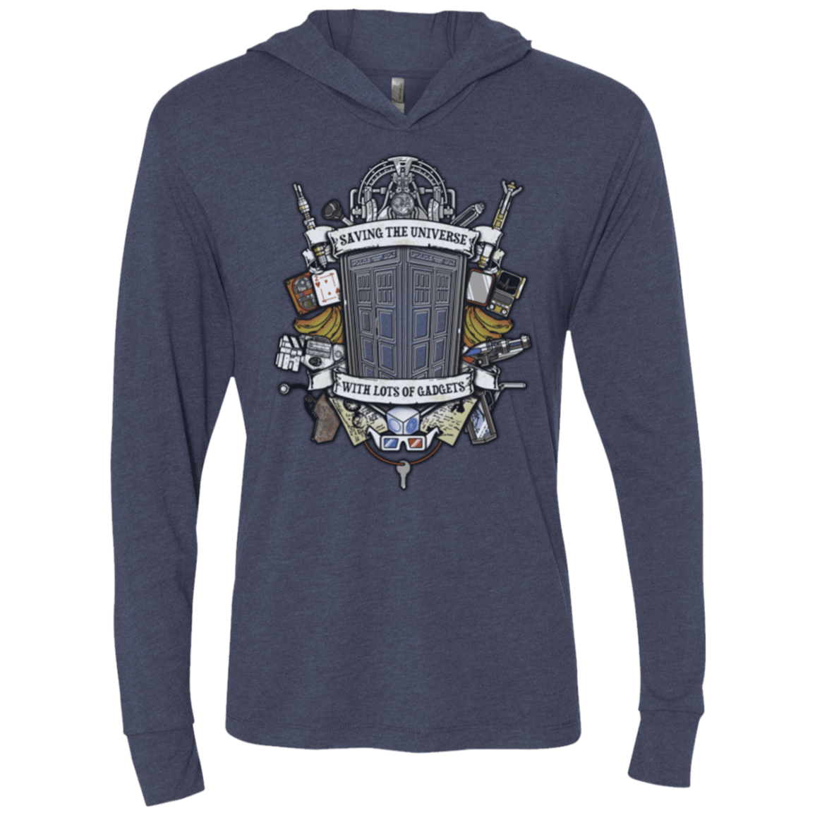 T-Shirts Vintage Navy / X-Small Timelord Crest Triblend Long Sleeve Hoodie Tee