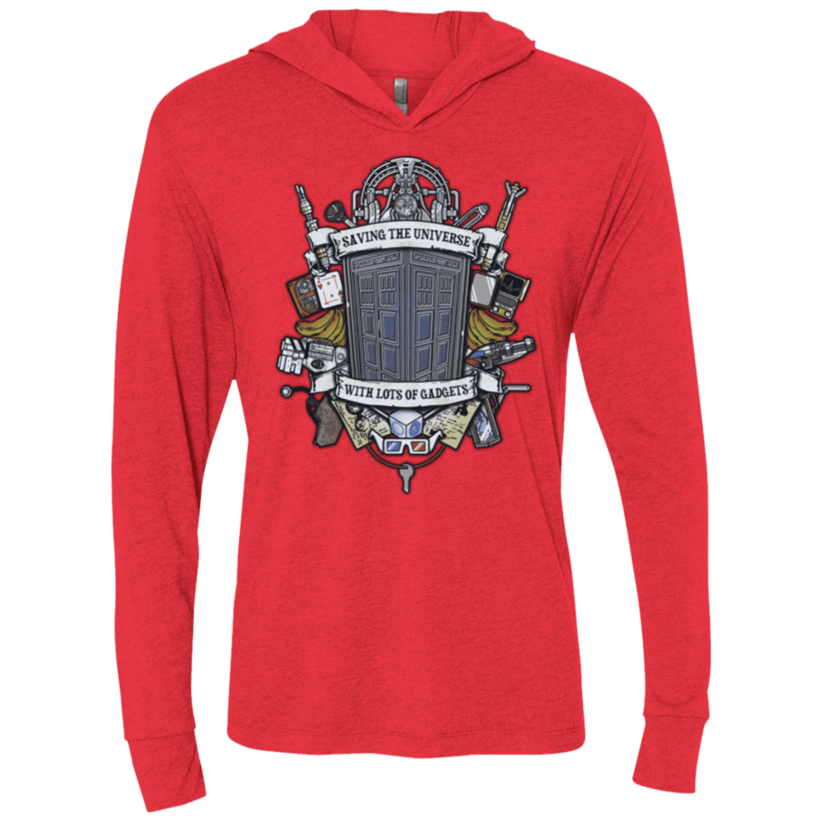 T-Shirts Vintage Red / X-Small Timelord Crest Triblend Long Sleeve Hoodie Tee