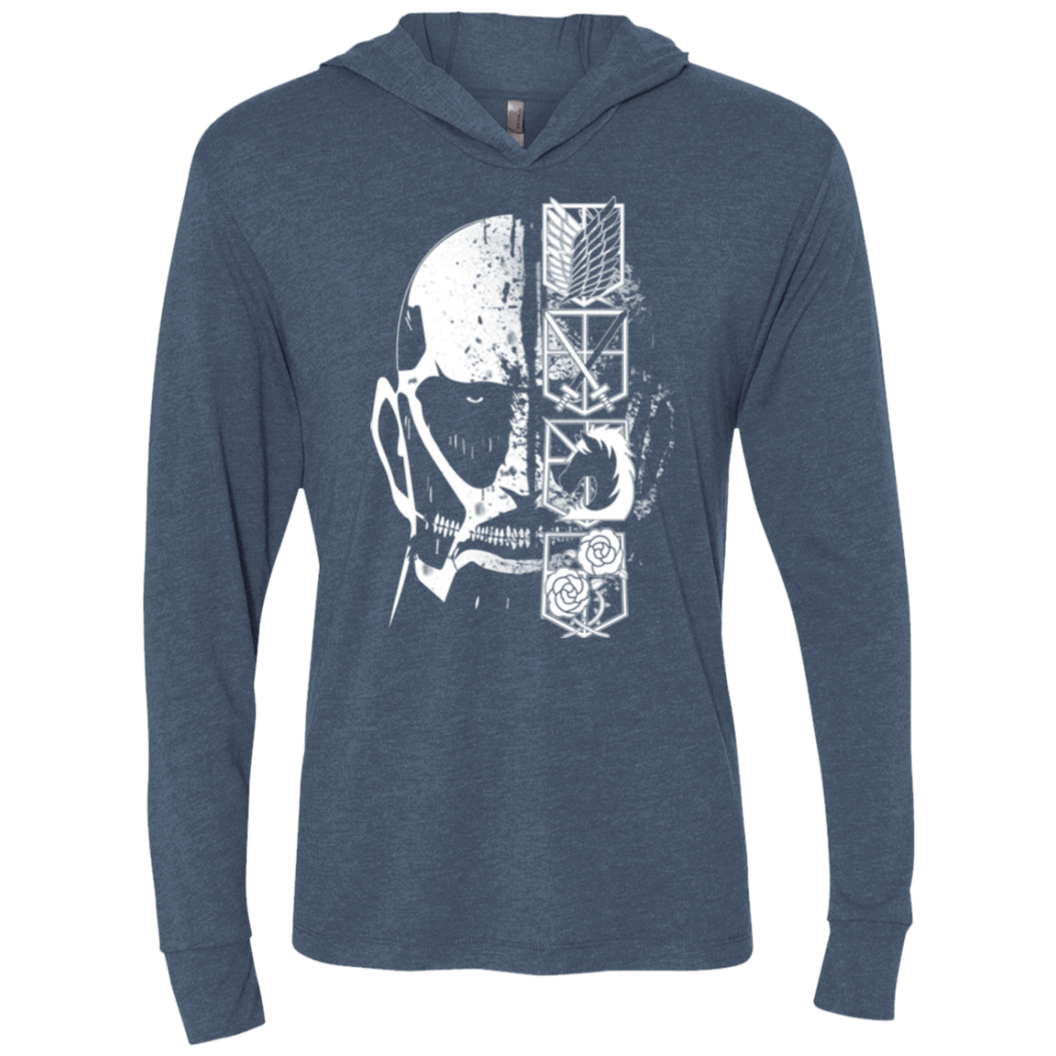 T-Shirts Indigo / X-Small Titan Black Triblend Long Sleeve Hoodie Tee