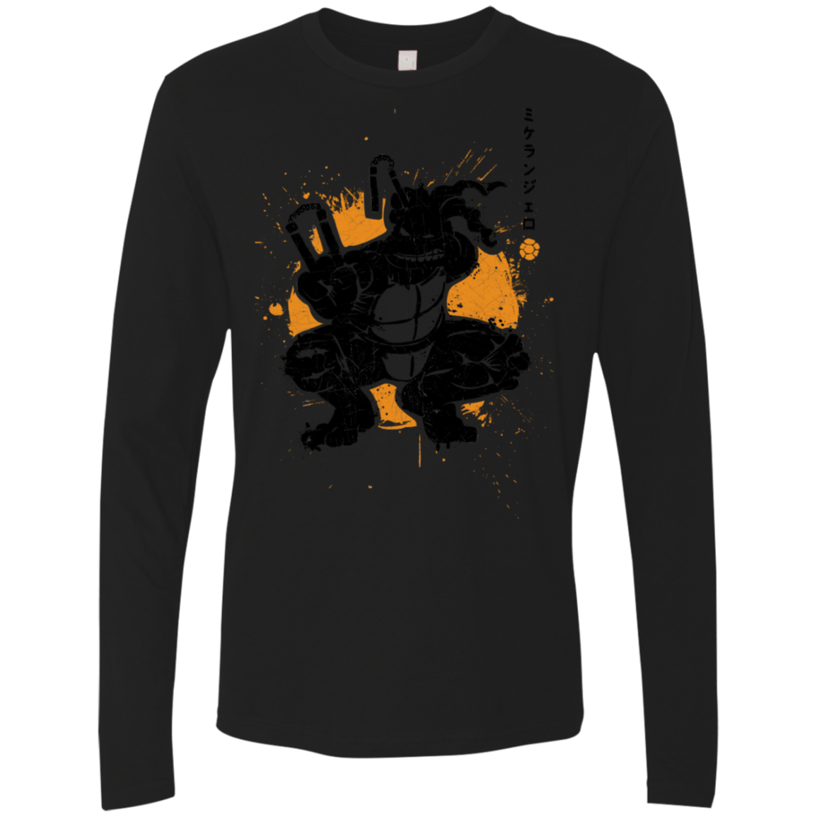 T-Shirts Black / S TMNT - Nunchaku Warrior Men's Premium Long Sleeve