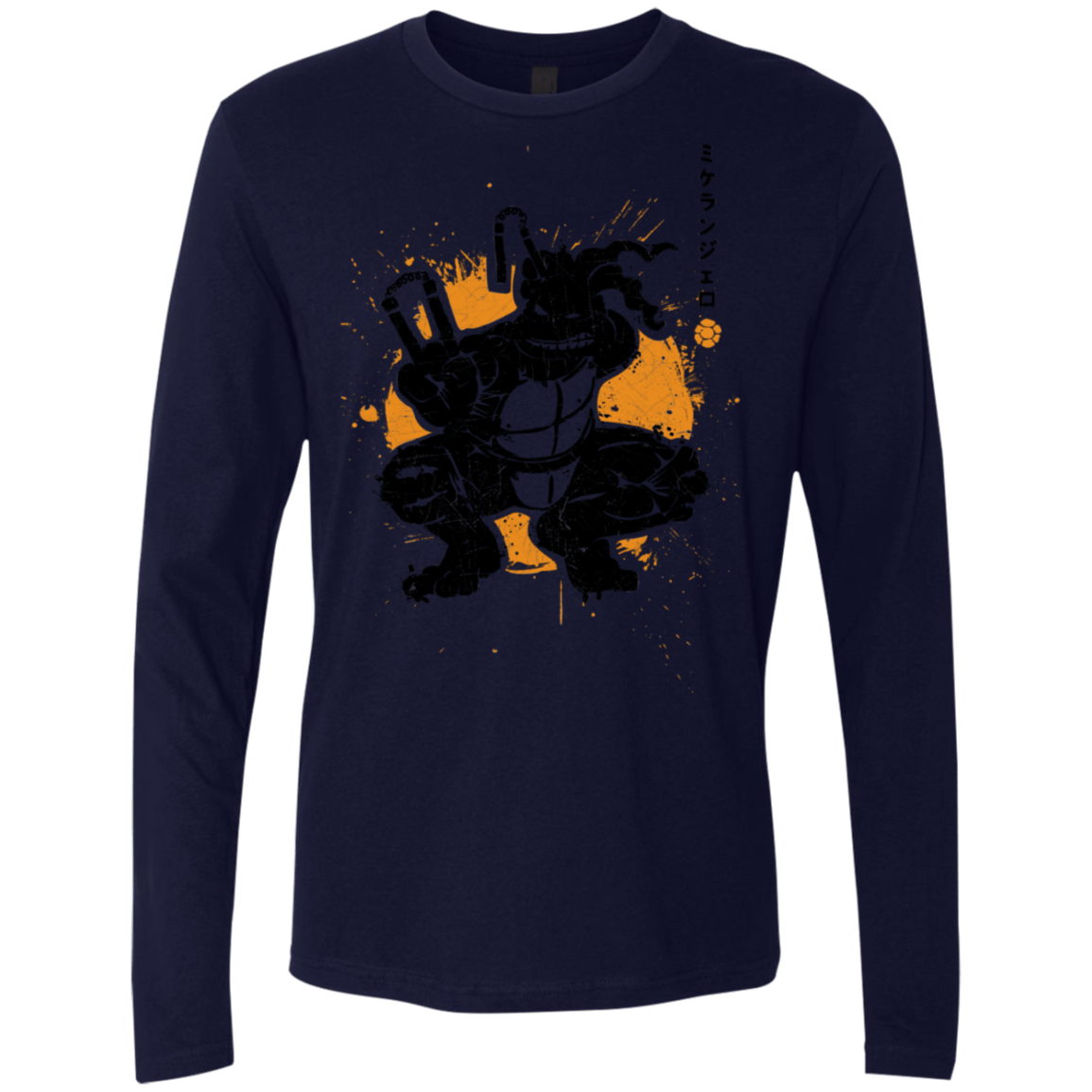 T-Shirts Midnight Navy / S TMNT - Nunchaku Warrior Men's Premium Long Sleeve