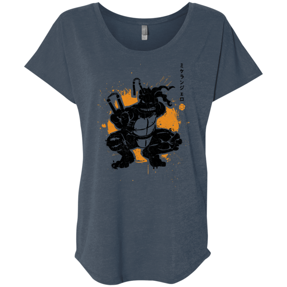 T-Shirts Indigo / X-Small TMNT - Nunchaku Warrior Triblend Dolman Sleeve