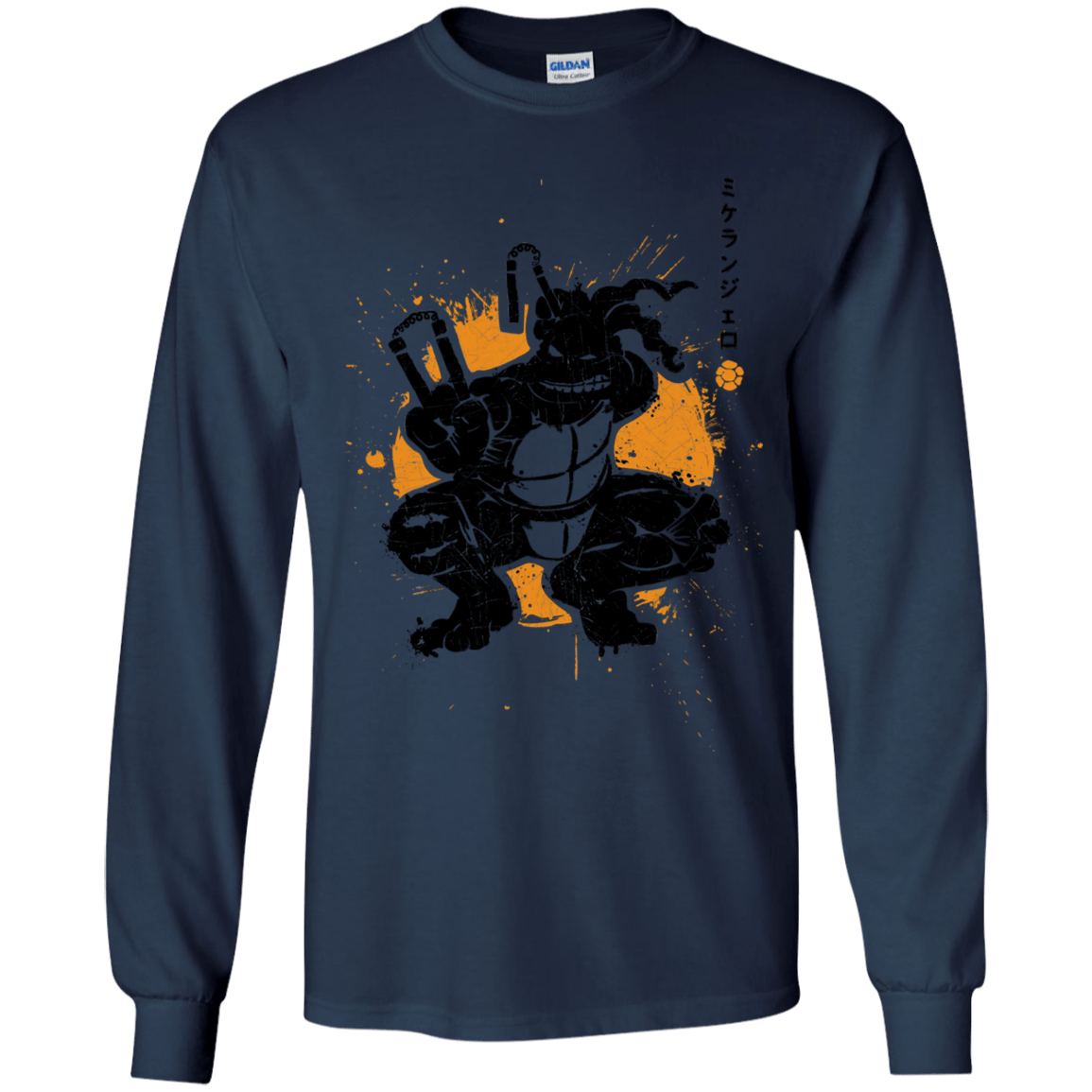 T-Shirts Navy / YS TMNT - Nunchaku Warrior Youth Long Sleeve T-Shirt