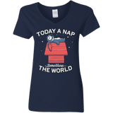 T-Shirts Navy / S Today a Nap Tomorrow the World Women's V-Neck T-Shirt