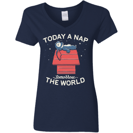 T-Shirts Navy / S Today a Nap Tomorrow the World Women's V-Neck T-Shirt