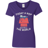 T-Shirts Purple / S Today a Nap Tomorrow the World Women's V-Neck T-Shirt