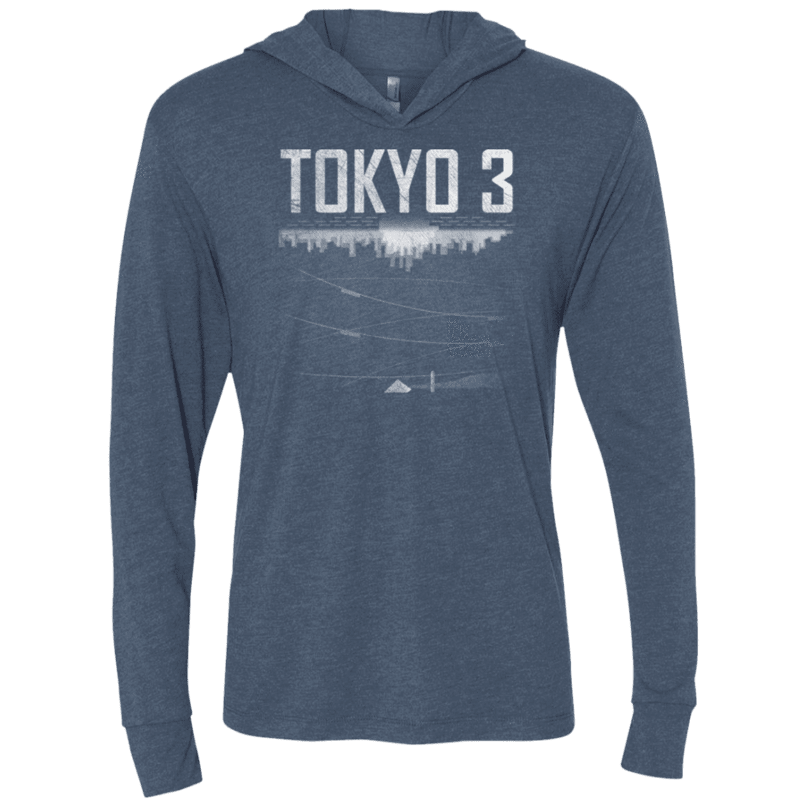 T-Shirts Indigo / X-Small Tokyo 3 Triblend Long Sleeve Hoodie Tee