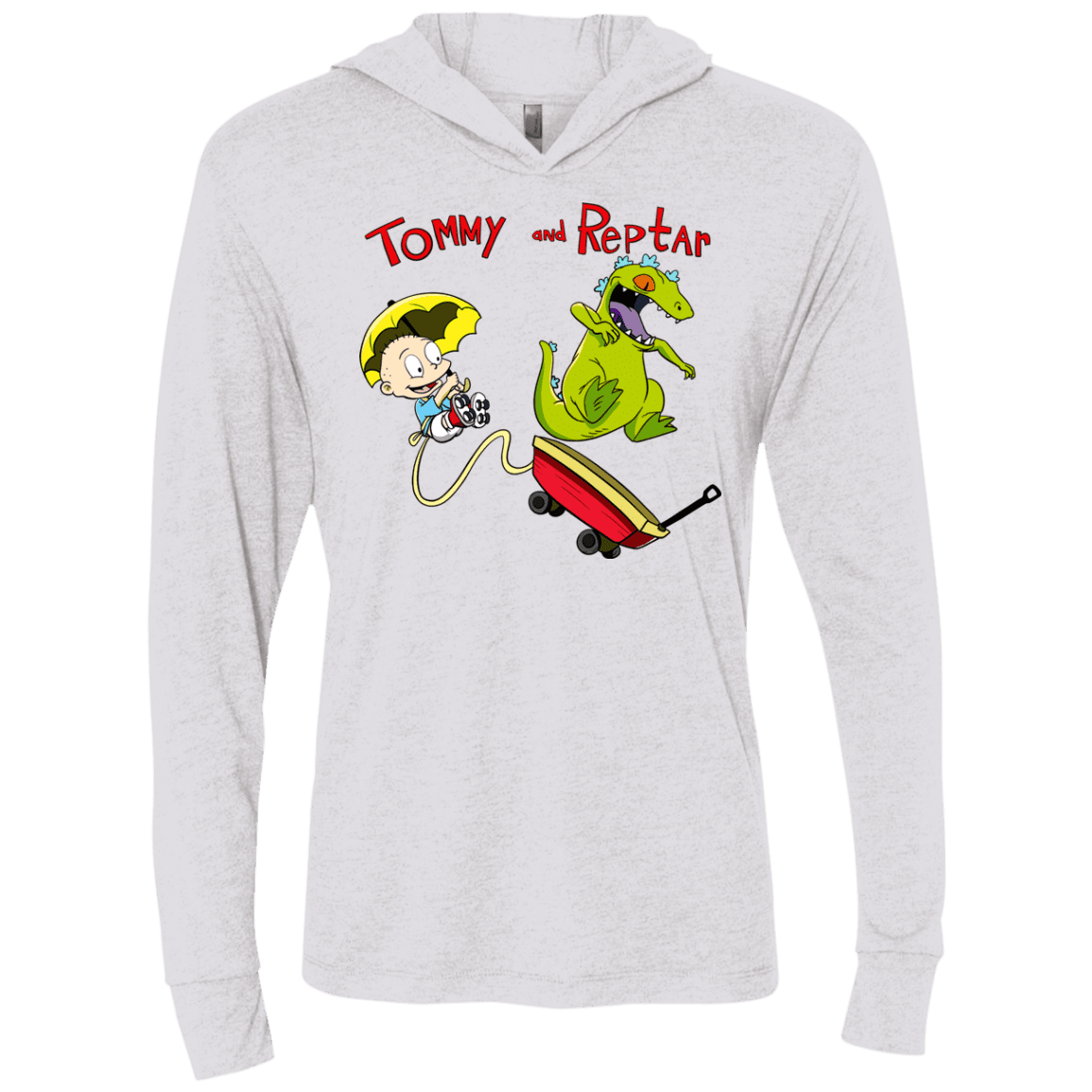 T-Shirts Heather White / X-Small Tommy and Reptar Triblend Long Sleeve Hoodie Tee
