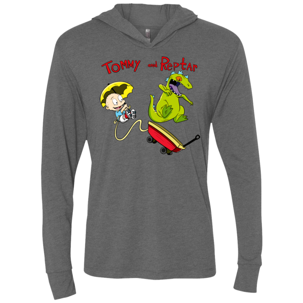 Tommy and Reptar Triblend Long Sleeve Hoodie Tee