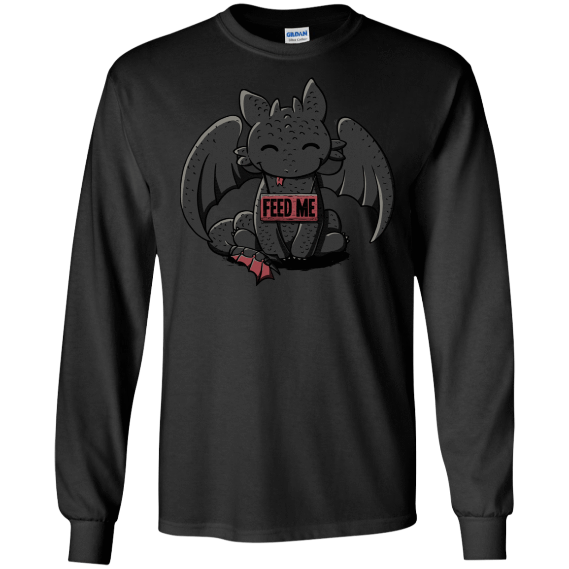 T-Shirts Black / S Toothless Feed Me Men's Long Sleeve T-Shirt