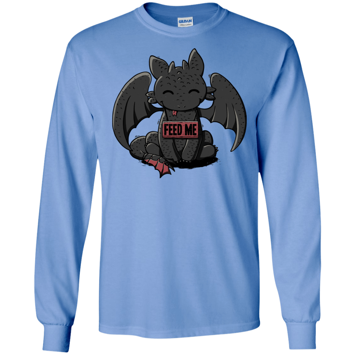 T-Shirts Carolina Blue / S Toothless Feed Me Men's Long Sleeve T-Shirt