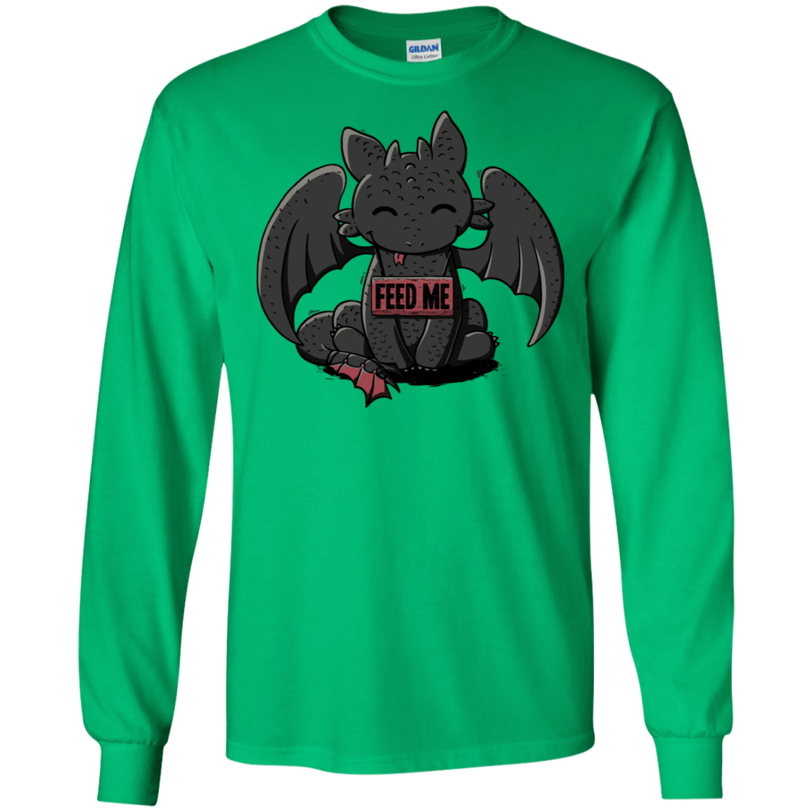T-Shirts Irish Green / S Toothless Feed Me Men's Long Sleeve T-Shirt