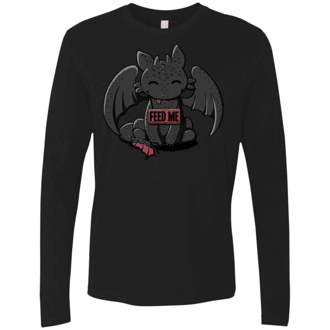 T-Shirts Black / S Toothless Feed Me Men's Premium Long Sleeve