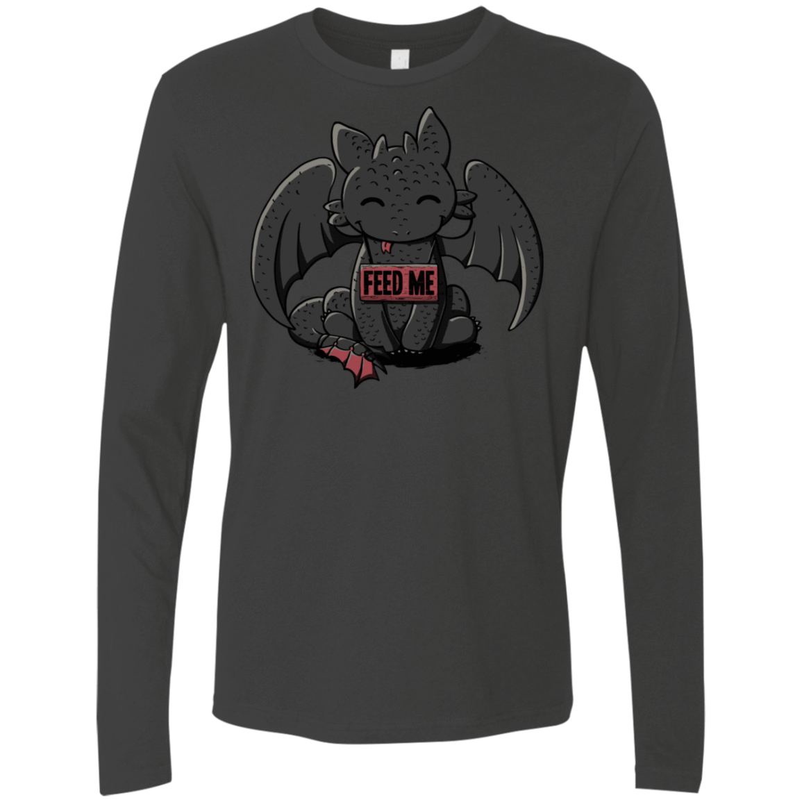 T-Shirts Heavy Metal / S Toothless Feed Me Men's Premium Long Sleeve