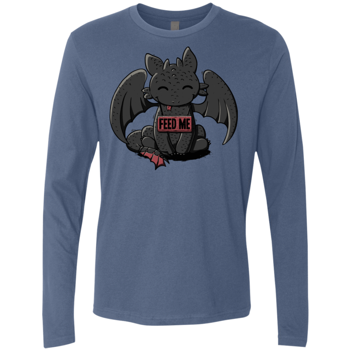 T-Shirts Indigo / S Toothless Feed Me Men's Premium Long Sleeve