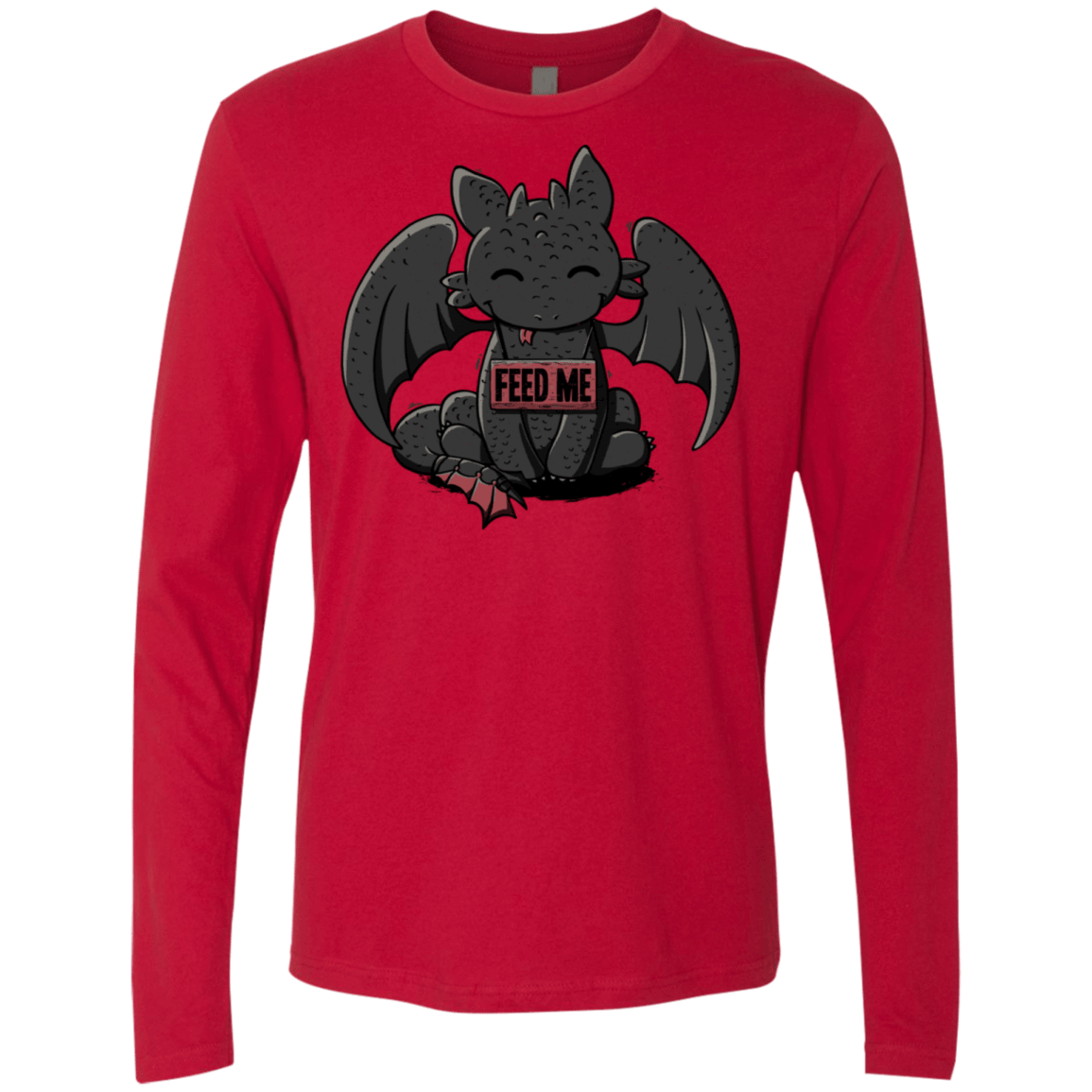 T-Shirts Red / S Toothless Feed Me Men's Premium Long Sleeve
