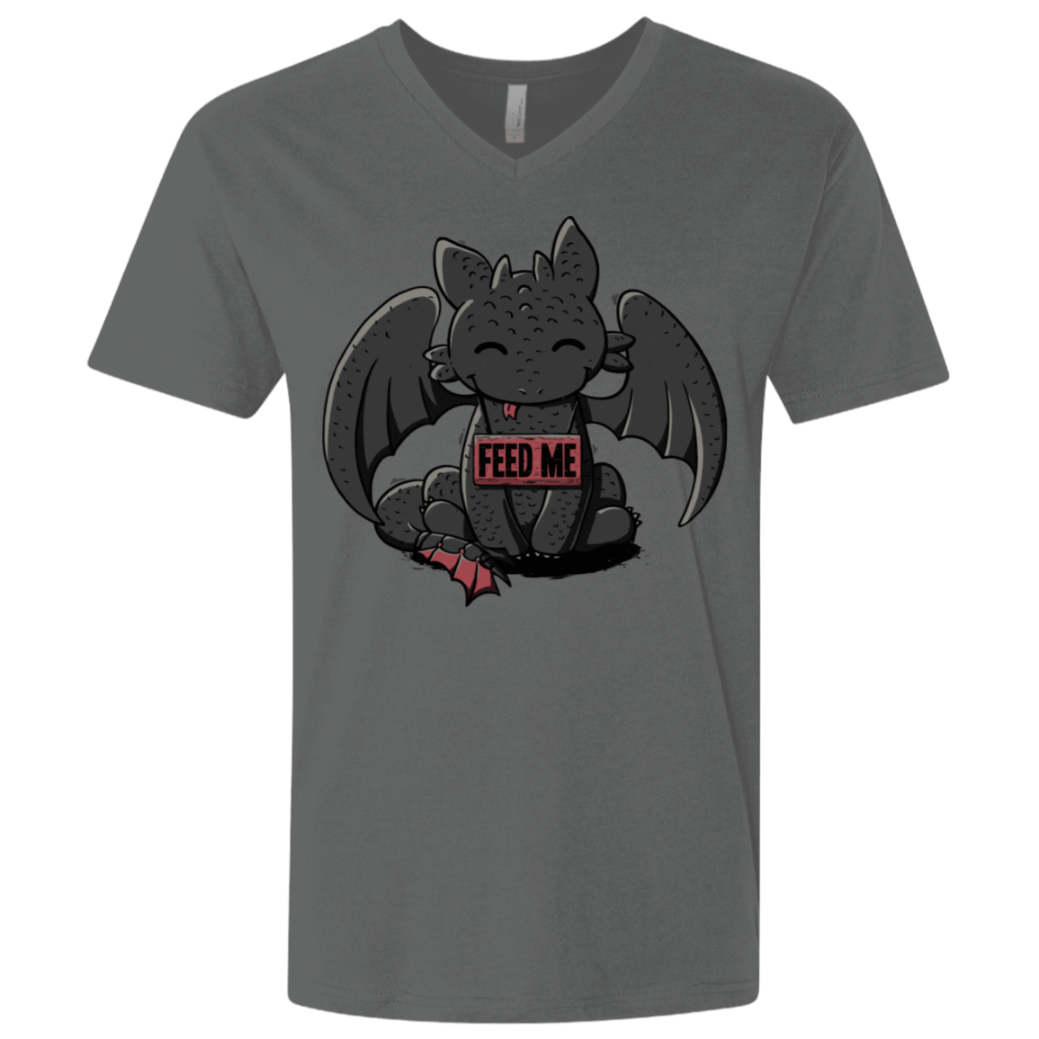 T-Shirts Heavy Metal / X-Small Toothless Feed Me Men's Premium V-Neck