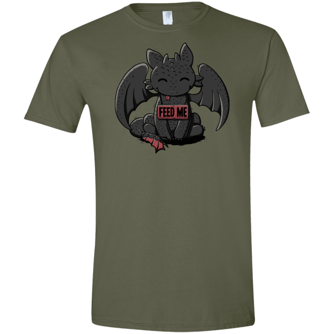 T-Shirts Military Green / S Toothless Feed Me Men's Semi-Fitted Softstyle