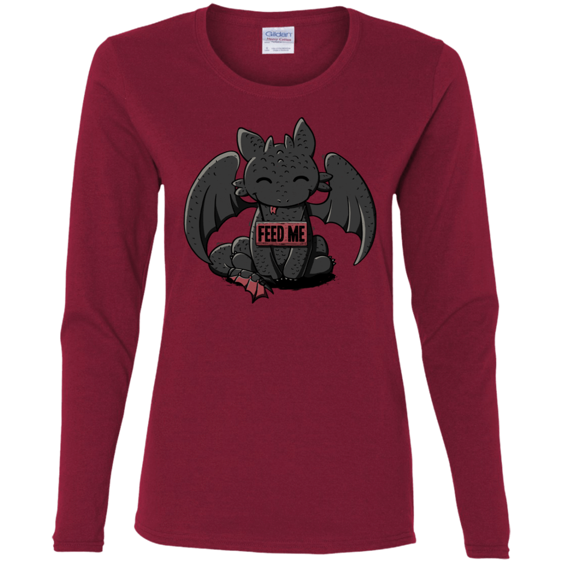 T-Shirts Cardinal / S Toothless Feed Me Women's Long Sleeve T-Shirt