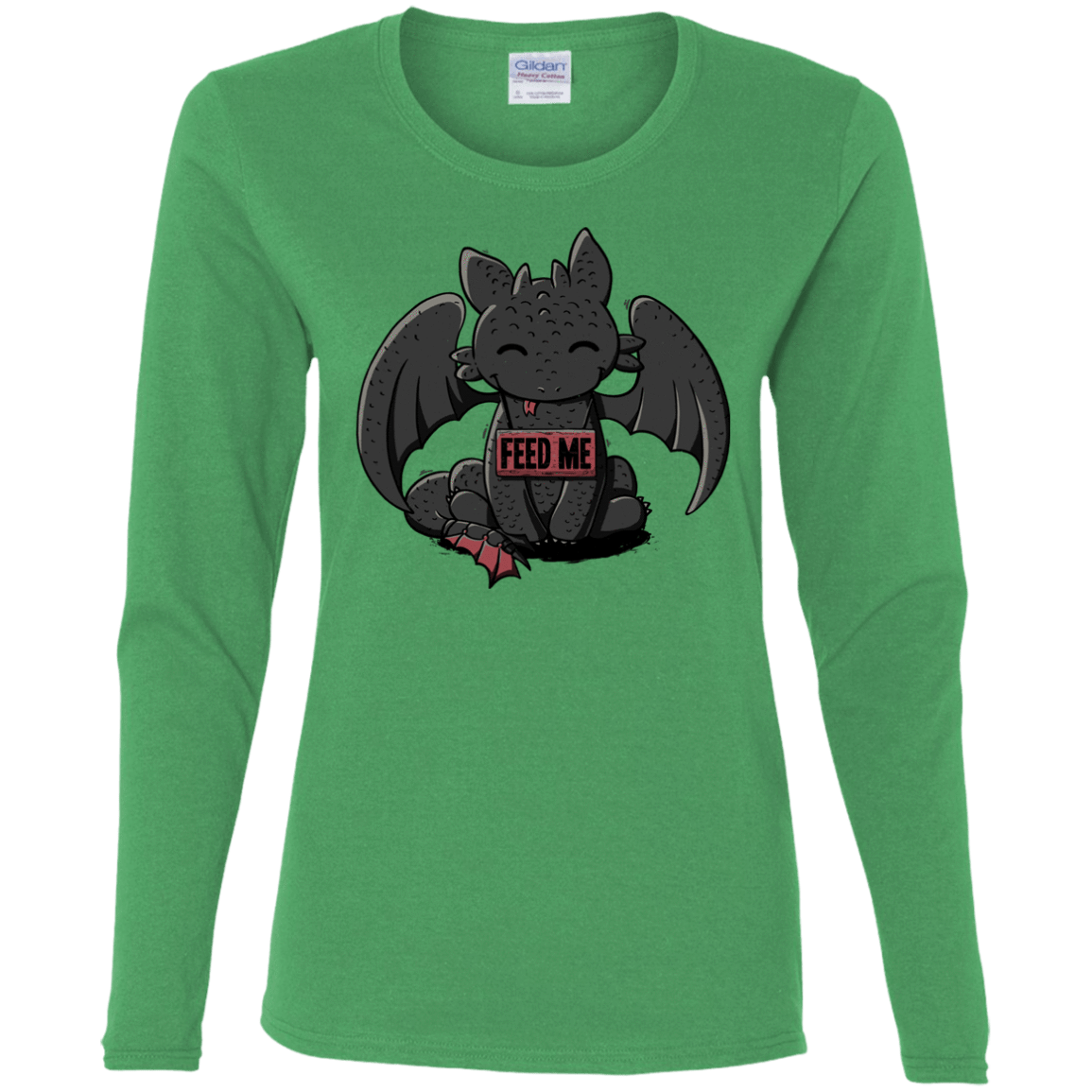 T-Shirts Irish Green / S Toothless Feed Me Women's Long Sleeve T-Shirt