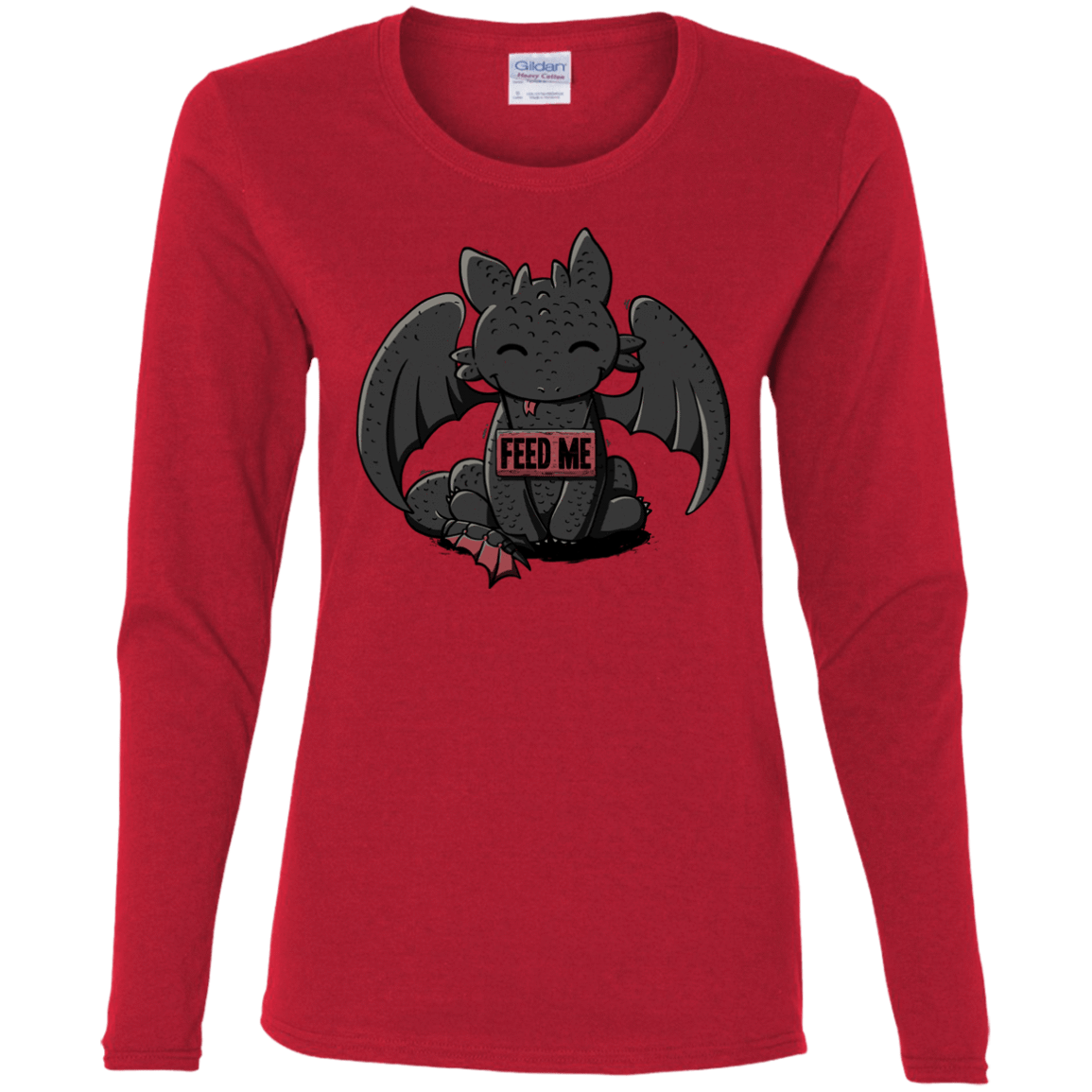 T-Shirts Red / S Toothless Feed Me Women's Long Sleeve T-Shirt