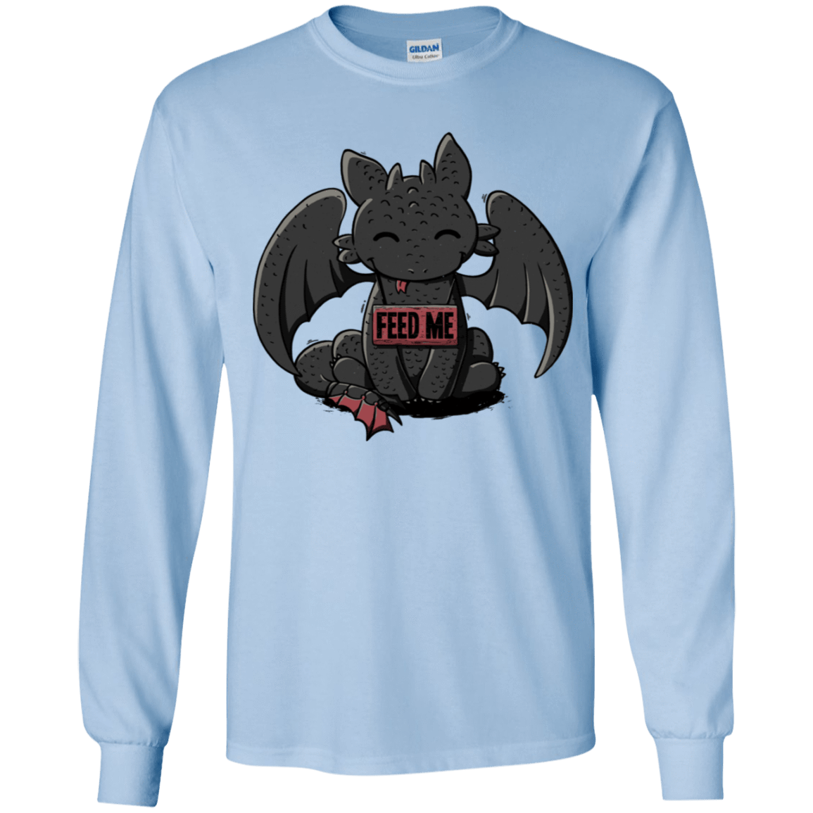T-Shirts Light Blue / YS Toothless Feed Me Youth Long Sleeve T-Shirt