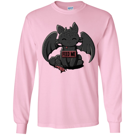 T-Shirts Light Pink / YS Toothless Feed Me Youth Long Sleeve T-Shirt