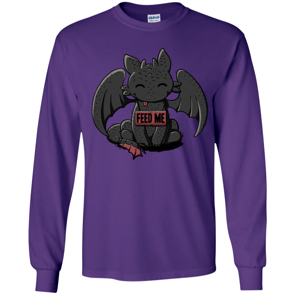 T-Shirts Purple / YS Toothless Feed Me Youth Long Sleeve T-Shirt