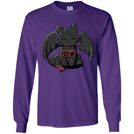 T-Shirts Purple / YS Toothless Feed Me Youth Long Sleeve T-Shirt