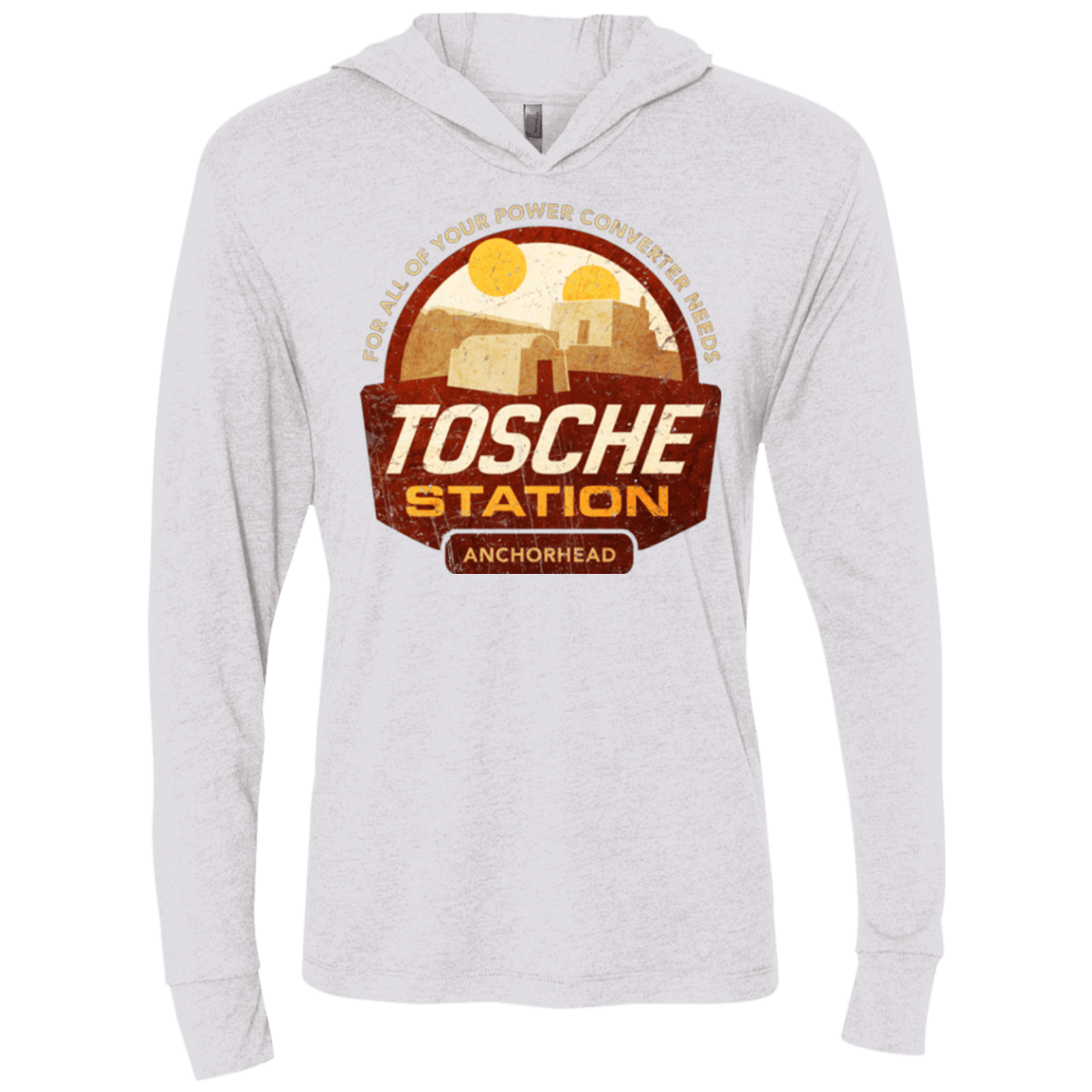 T-Shirts Heather White / X-Small Tosche Station Triblend Long Sleeve Hoodie Tee