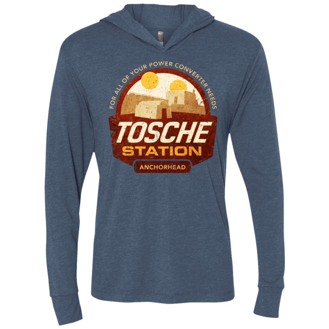 T-Shirts Indigo / X-Small Tosche Station Triblend Long Sleeve Hoodie Tee