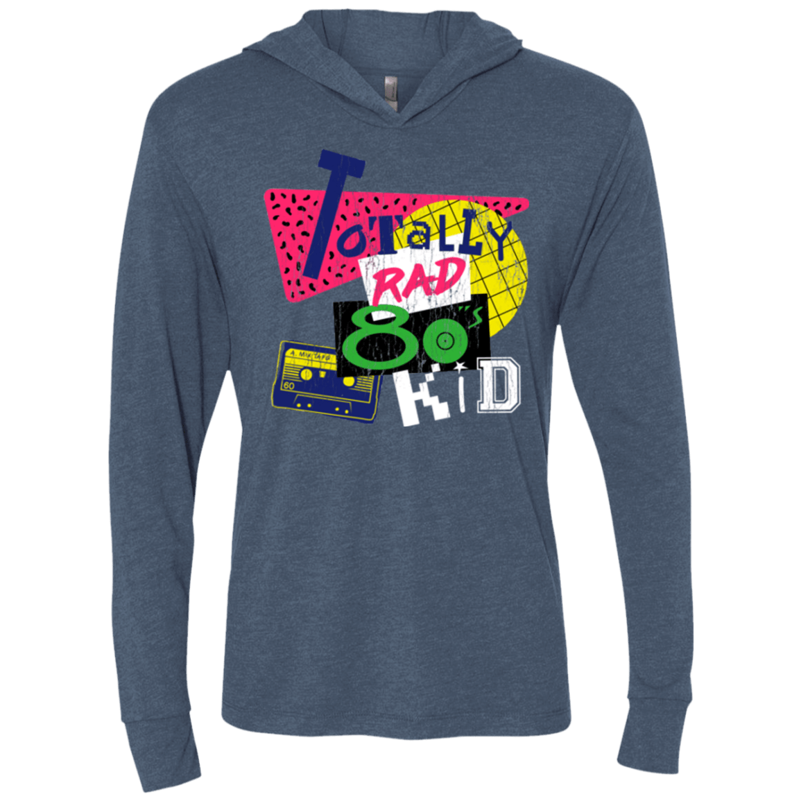T-Shirts Indigo / X-Small Totally Rad Triblend Long Sleeve Hoodie Tee