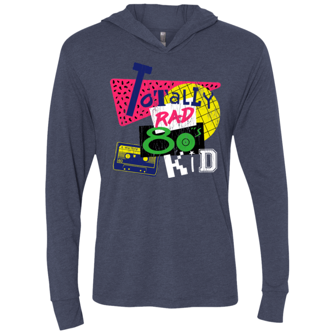 T-Shirts Vintage Navy / X-Small Totally Rad Triblend Long Sleeve Hoodie Tee