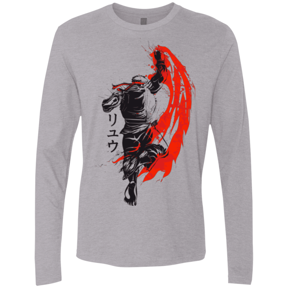 T-Shirts Heather Grey / Small Traditional Fighter Men's Premium Long Sleeve