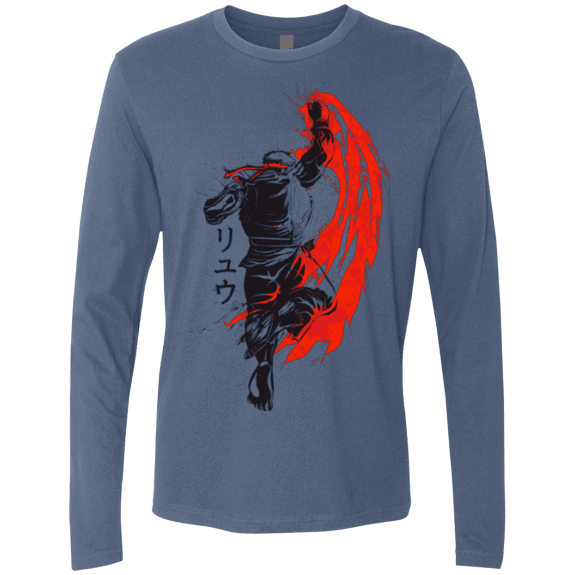 T-Shirts Indigo / Small Traditional Fighter Men's Premium Long Sleeve