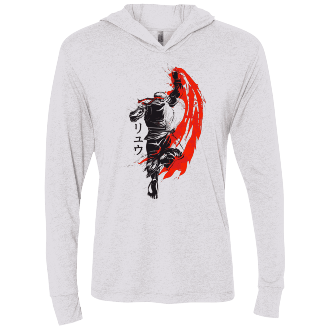 T-Shirts Heather White / X-Small Traditional Fighter Triblend Long Sleeve Hoodie Tee