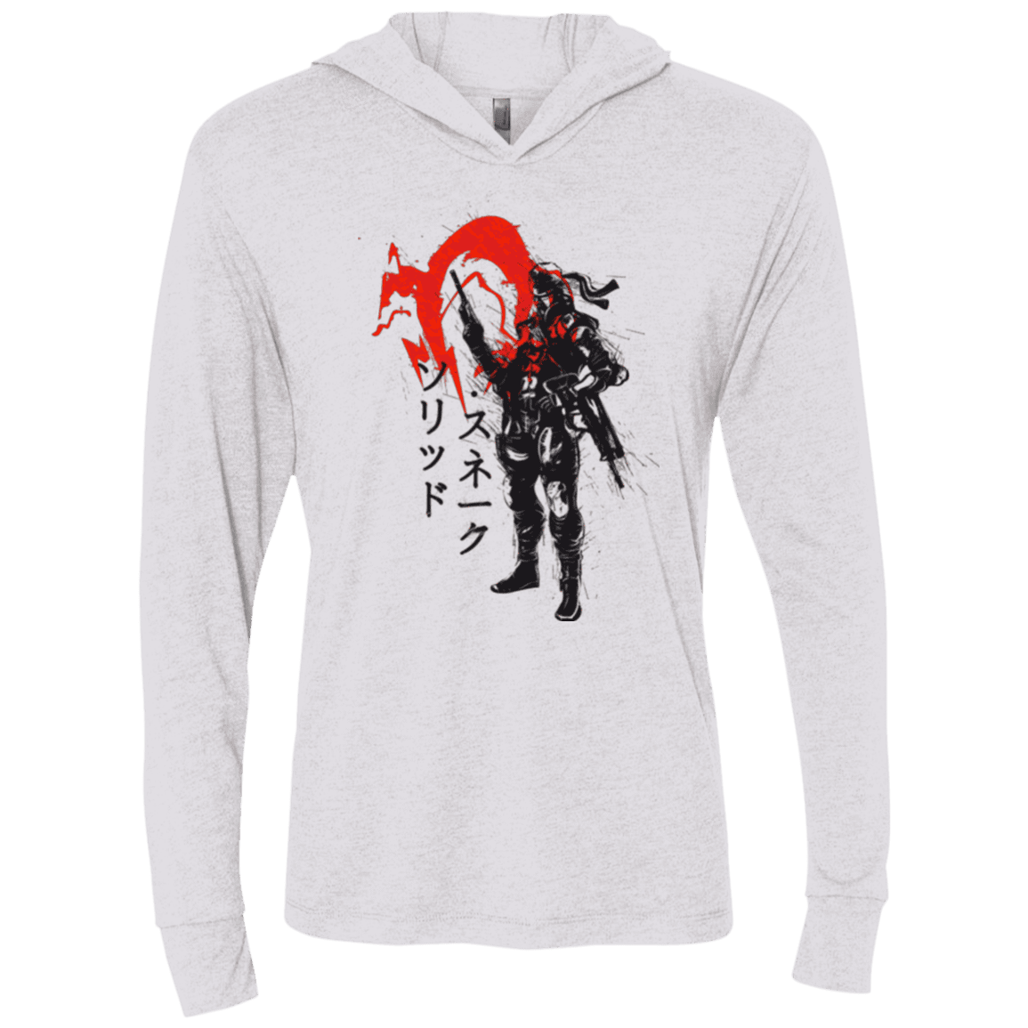 T-Shirts Heather White / X-Small Traditional Solid Triblend Long Sleeve Hoodie Tee