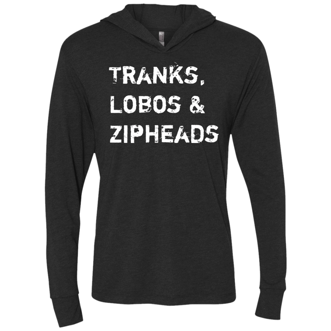 T-Shirts Vintage Black / X-Small Tranks Lobos Zipheads Triblend Long Sleeve Hoodie Tee