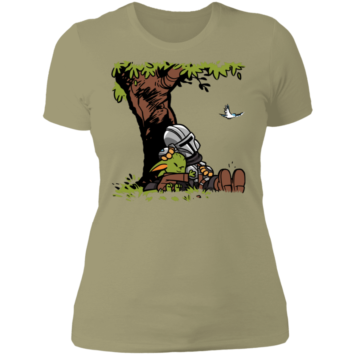T-Shirts Light Olive / S Tree Yoda Calvin Women's Premium T-Shirt