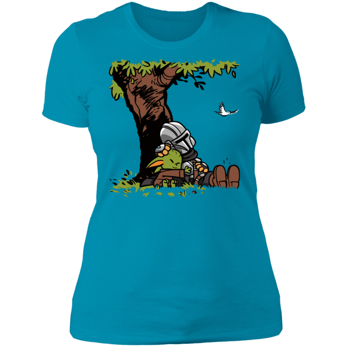 T-Shirts Turquoise / S Tree Yoda Calvin Women's Premium T-Shirt