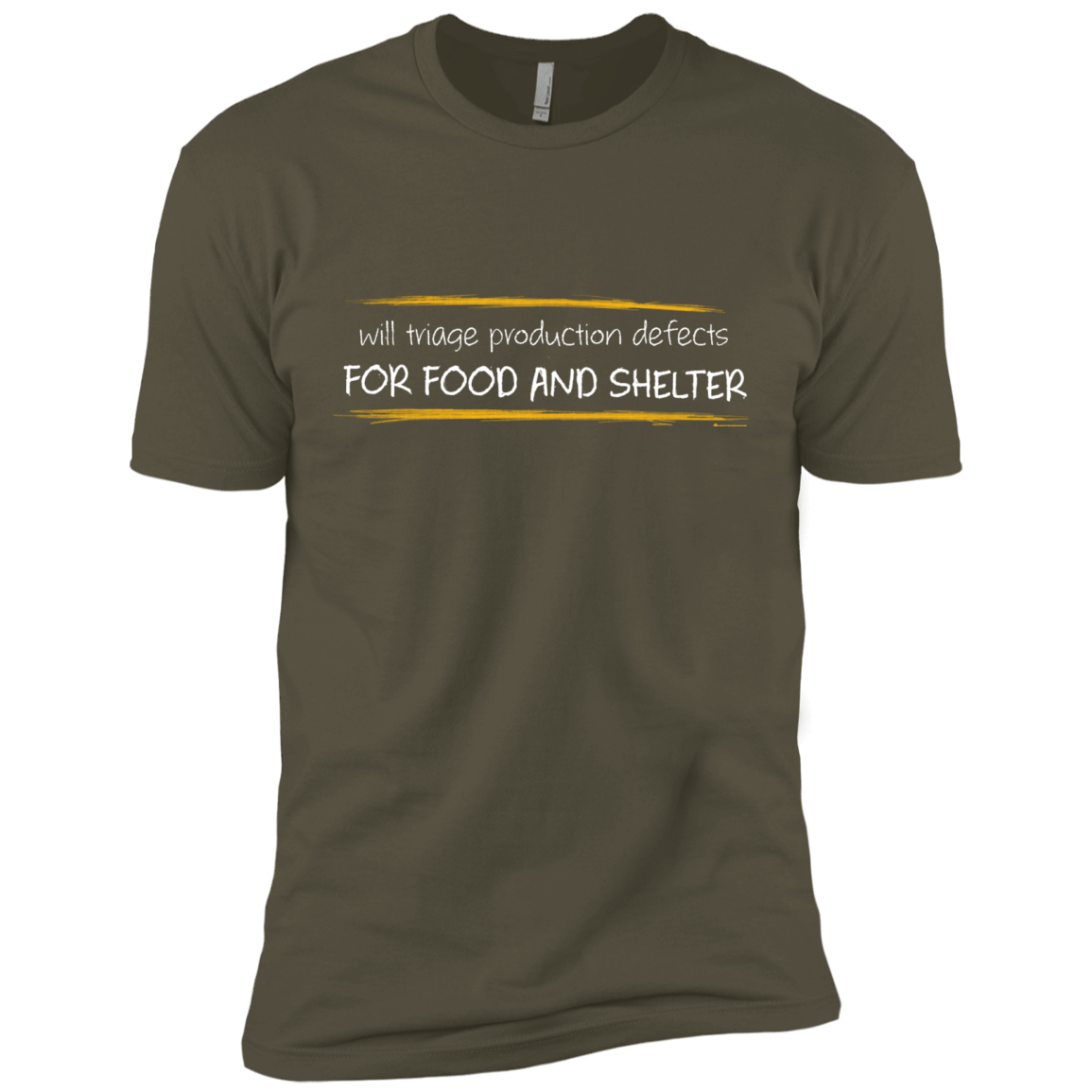 T-Shirts Military Green / X-Small Triaging Defects For Food And Shelter Men's Premium T-Shirt