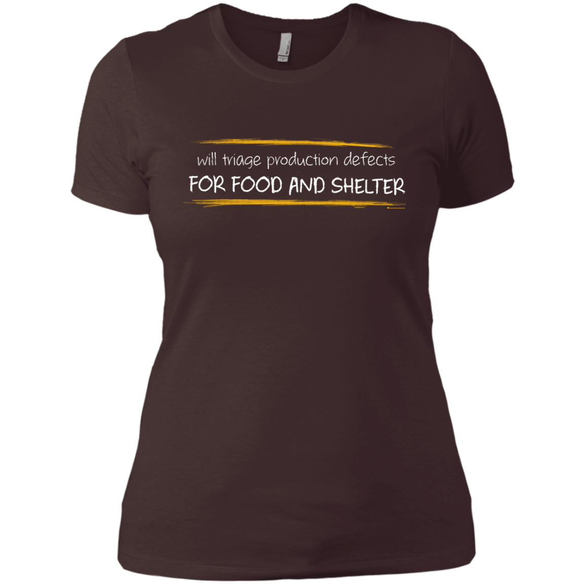 T-Shirts Dark Chocolate / X-Small Triaging Defects For Food And Shelter Women's Premium T-Shirt