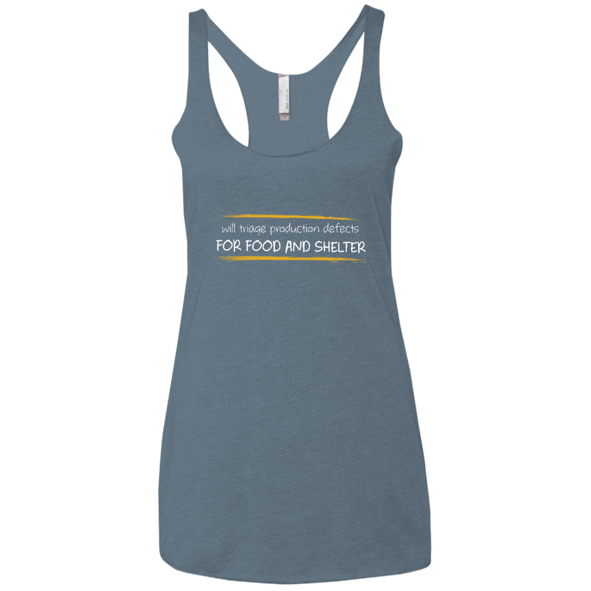 T-Shirts Indigo / X-Small Triaging Defects For Food And Shelter Women's Triblend Racerback Tank