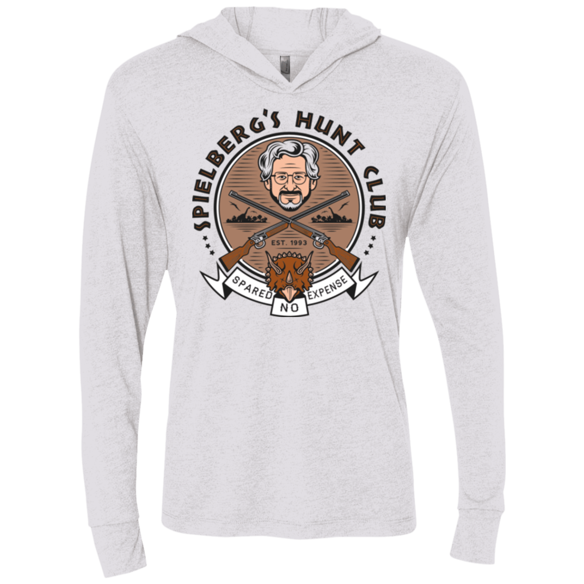 T-Shirts Heather White / X-Small Triceratops Hunt Club Triblend Long Sleeve Hoodie Tee