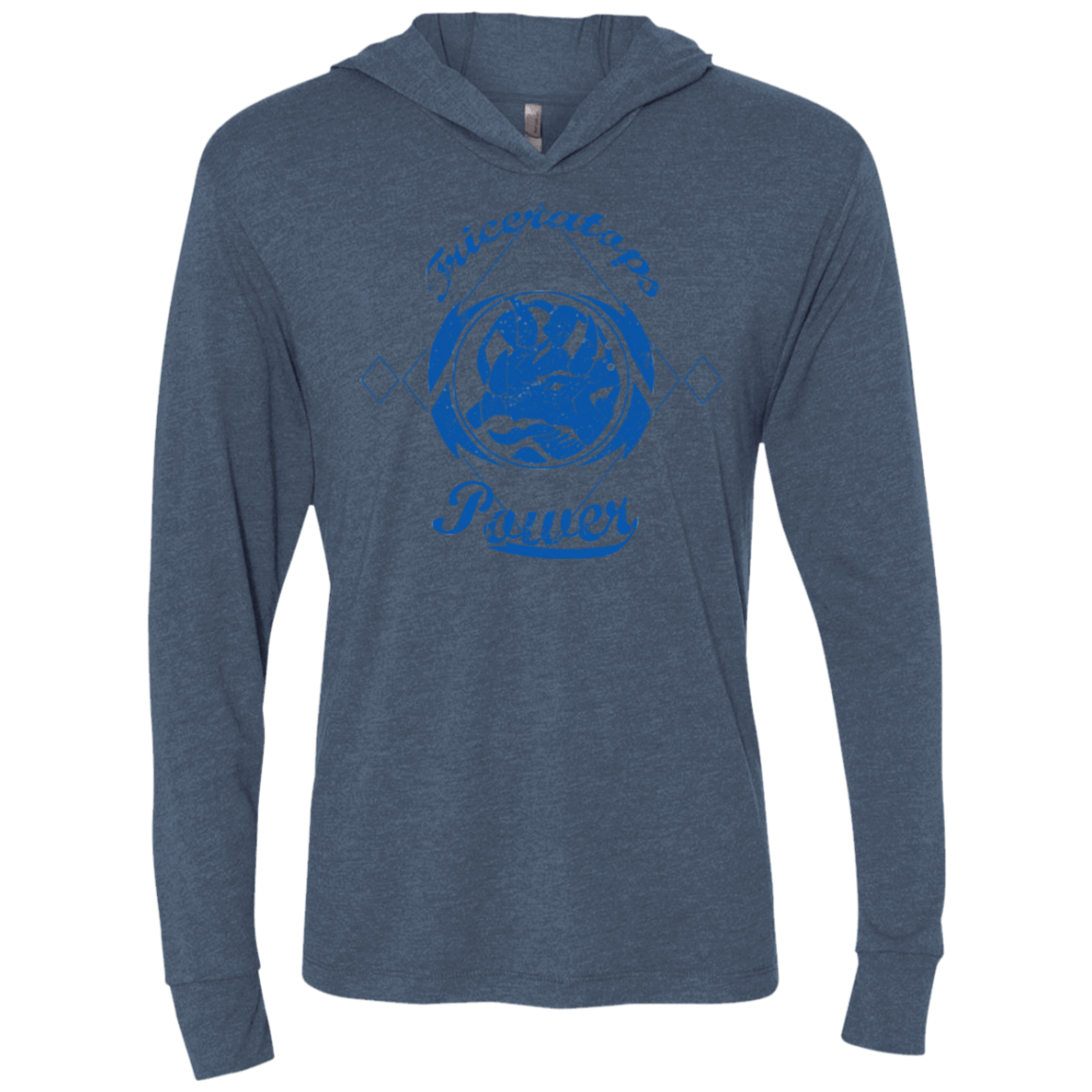 T-Shirts Indigo / X-Small Triceratops Triblend Long Sleeve Hoodie Tee