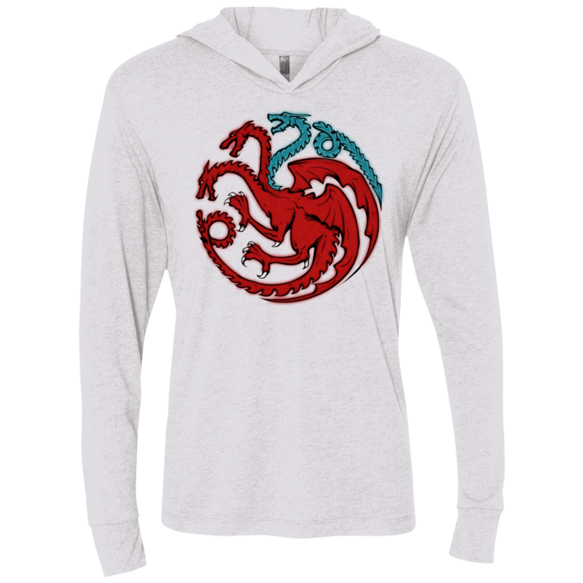 T-Shirts Heather White / X-Small Trinity of fire and ice V2 Triblend Long Sleeve Hoodie Tee