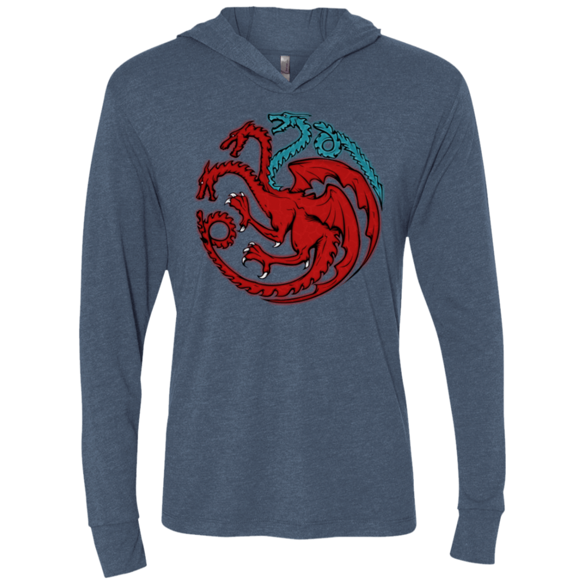 T-Shirts Indigo / X-Small Trinity of fire and ice V2 Triblend Long Sleeve Hoodie Tee