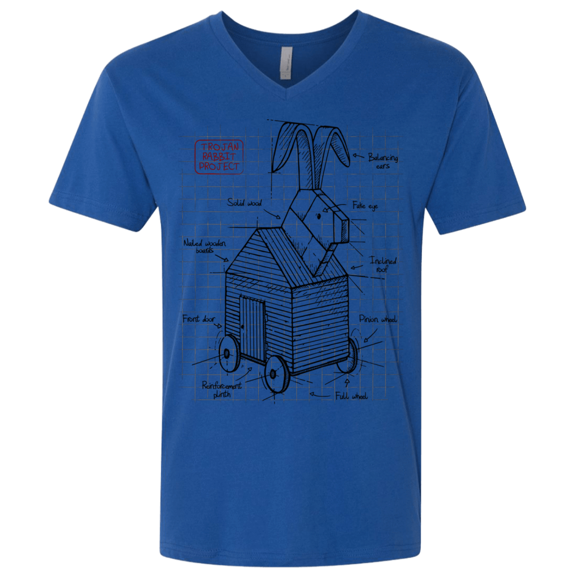 T-Shirts Royal / X-Small Trojan Rabbit Plan Men's Premium V-Neck